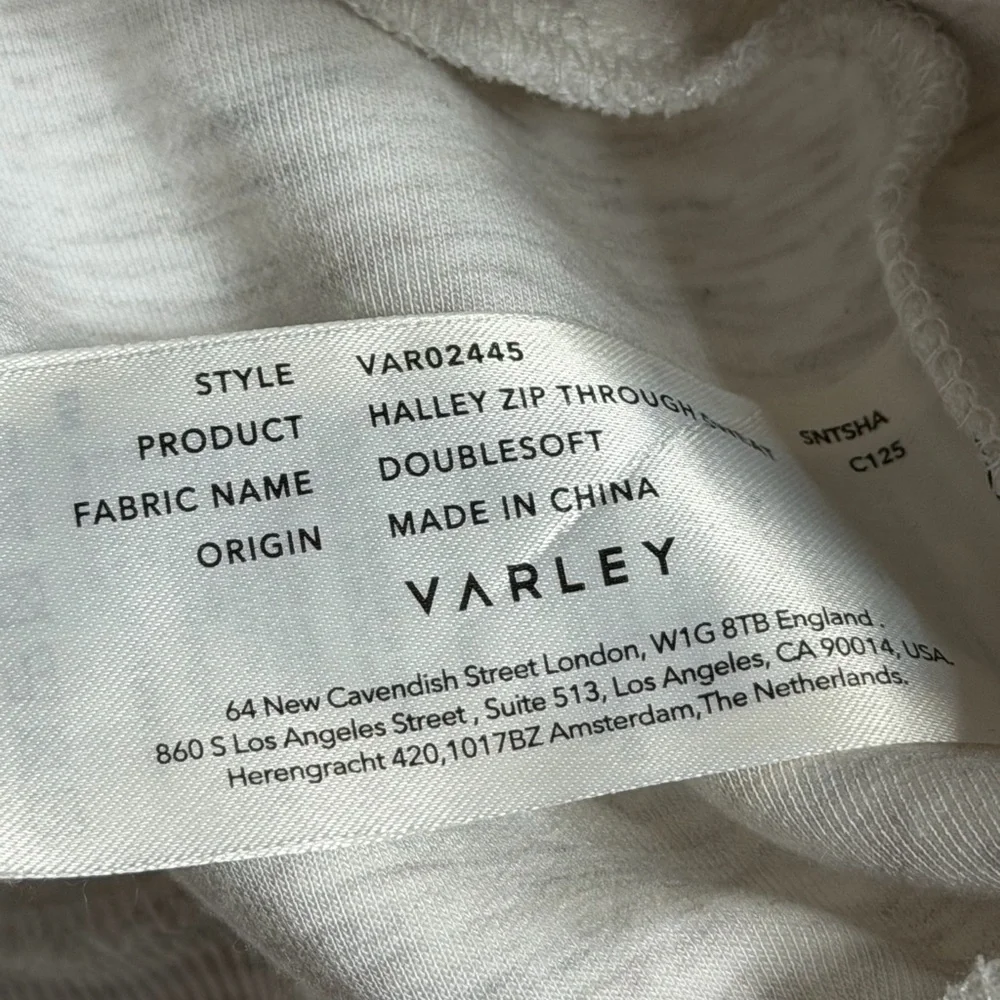 Varley Halley Zip-Through Sweat in Ivory Marl - Picture 9 of 10